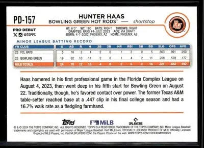 2024 Topps Pro Debut Hunter Haas #PD-157 Bowling Green Hot Rods