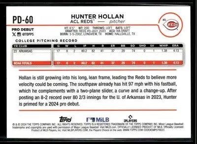 2024 Topps Pro Debut Hunter Hollan #PD-60 ACL Reds