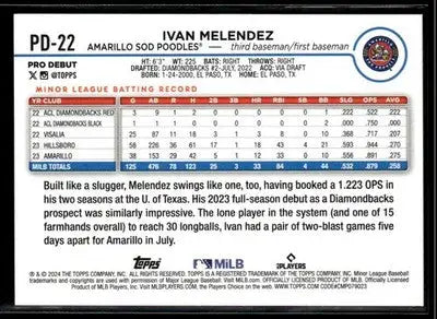 2024 Topps Pro Debut Ivan Melendez #PD-22 Amarillo Sod Poodles