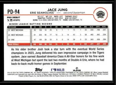 2024 Topps Pro Debut Jace Jung #PD-94 Erie Seawolves