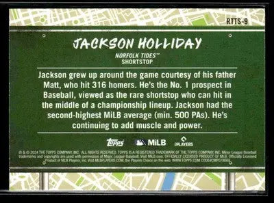 2024 Topps Pro Debut Jackson Holliday #RTTS-9 Road to the Show Norfolk Tides