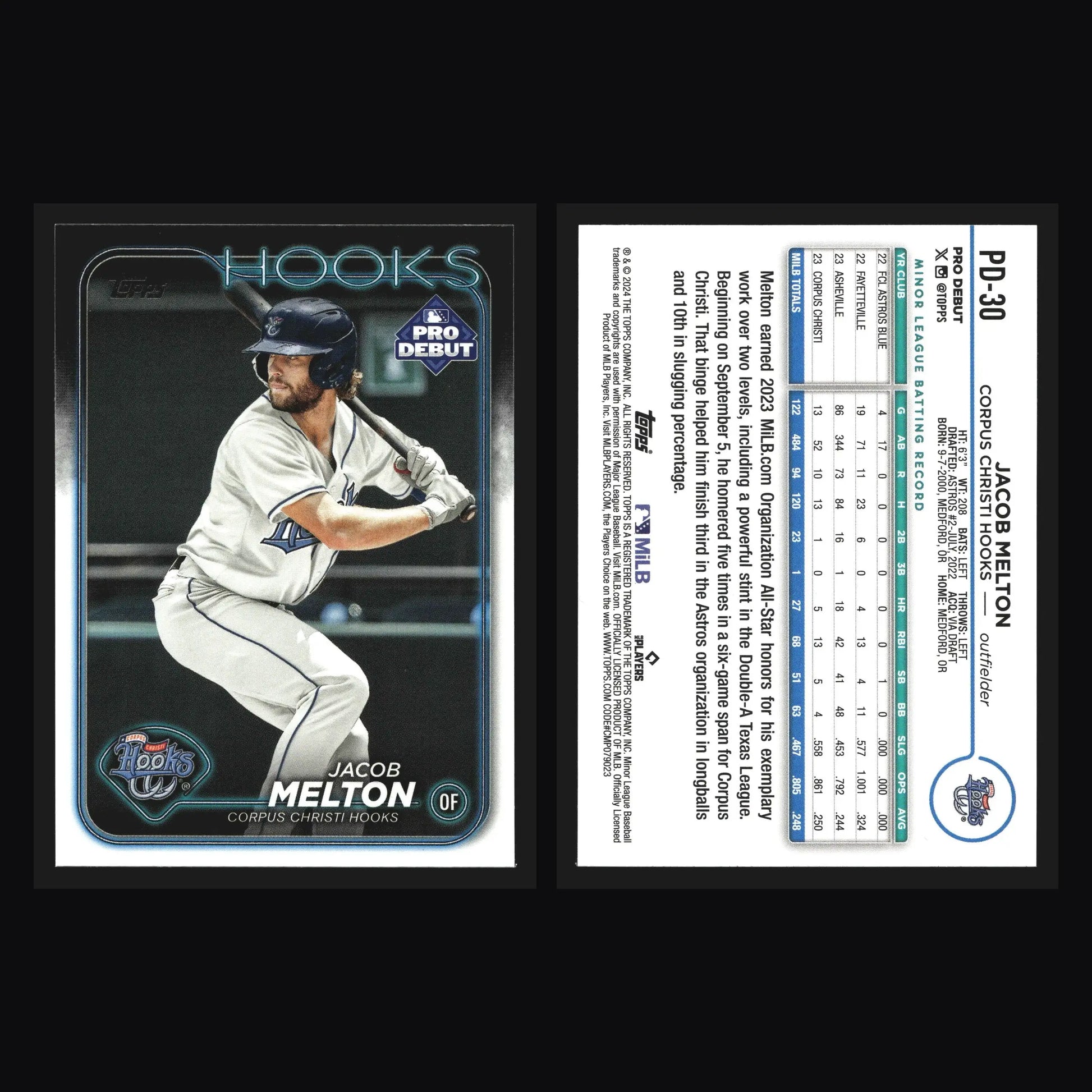 2024 Topps Pro Debut Jacob Melton #PD-30 Corpus Christi Hooks Astros - Baseball Card Single