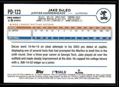 2024 Topps Pro Debut Jake DeLeo #PD-123 Jupiter Hammerheads