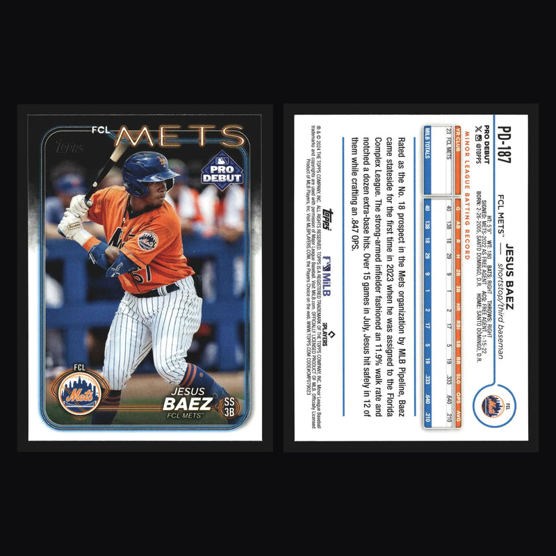 2024 Topps Pro Debut Jesus Baez #PD-187 FCL Mets - Baseball Card Single