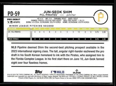 2024 Topps Pro Debut Jun-Seok Shim #PD-59 FCL Pirates