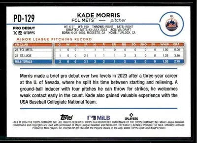 2024 Topps Pro Debut Kade Morris #PD-129 FCL Mets