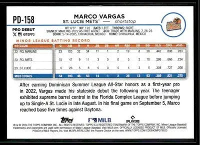 2024 Topps Pro Debut Marco Vargas #PD-158 St. Lucie Mets