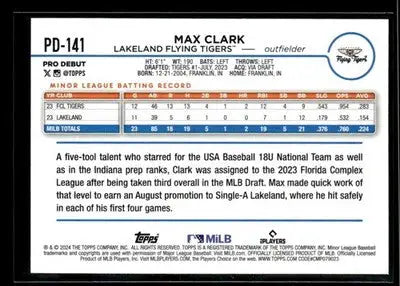 2024 Topps Pro Debut Max Clark #PD-141 Lakeland Flying Tigers