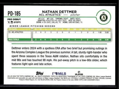 2024 Topps Pro Debut Nathan Dettmer #PD-185 ACL Athletics