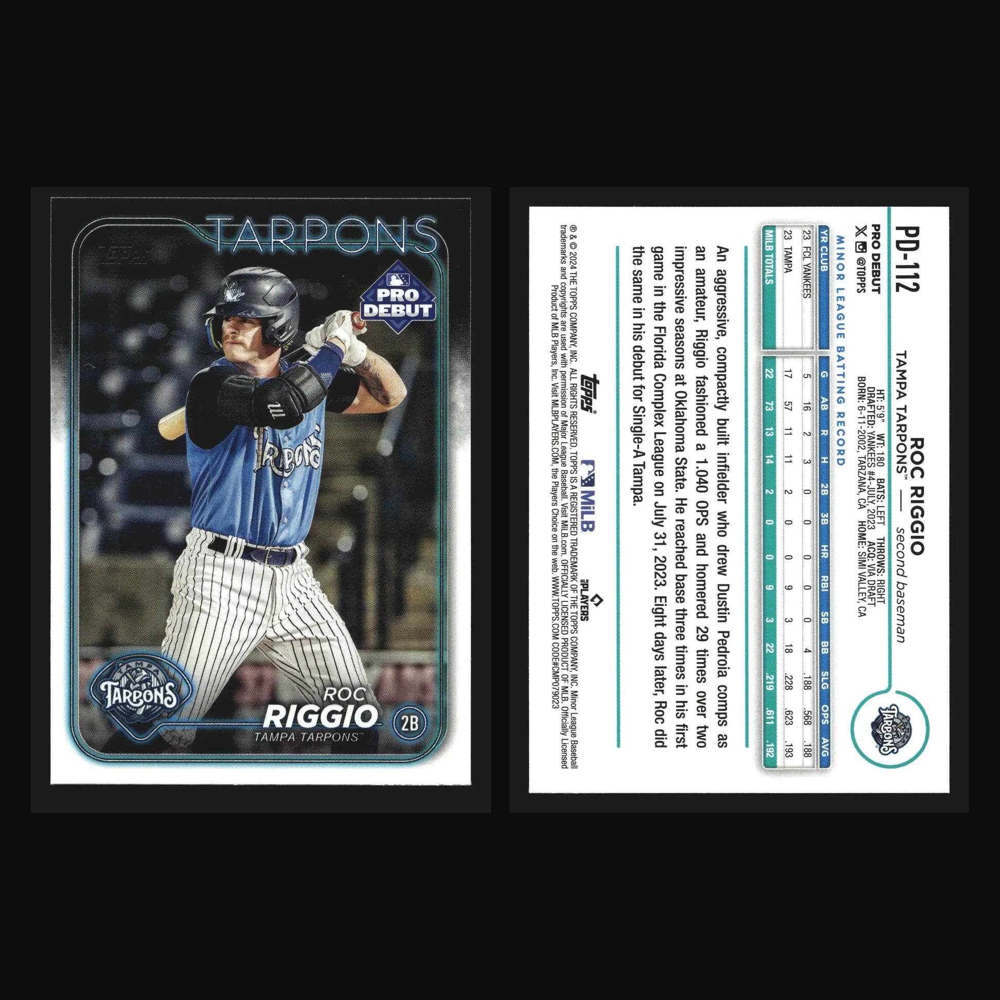 2024 Topps Pro Debut #PD-112 Roc Riggio Tampa Tarpons Yankees - Baseball Card Single