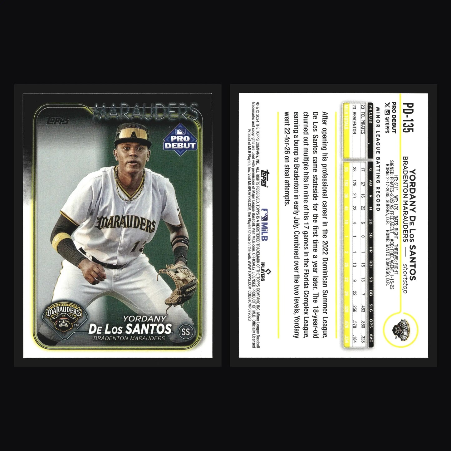 2024 Topps Pro Debut #PD-135 Yordany De Los Santos Bradenton Marauders
