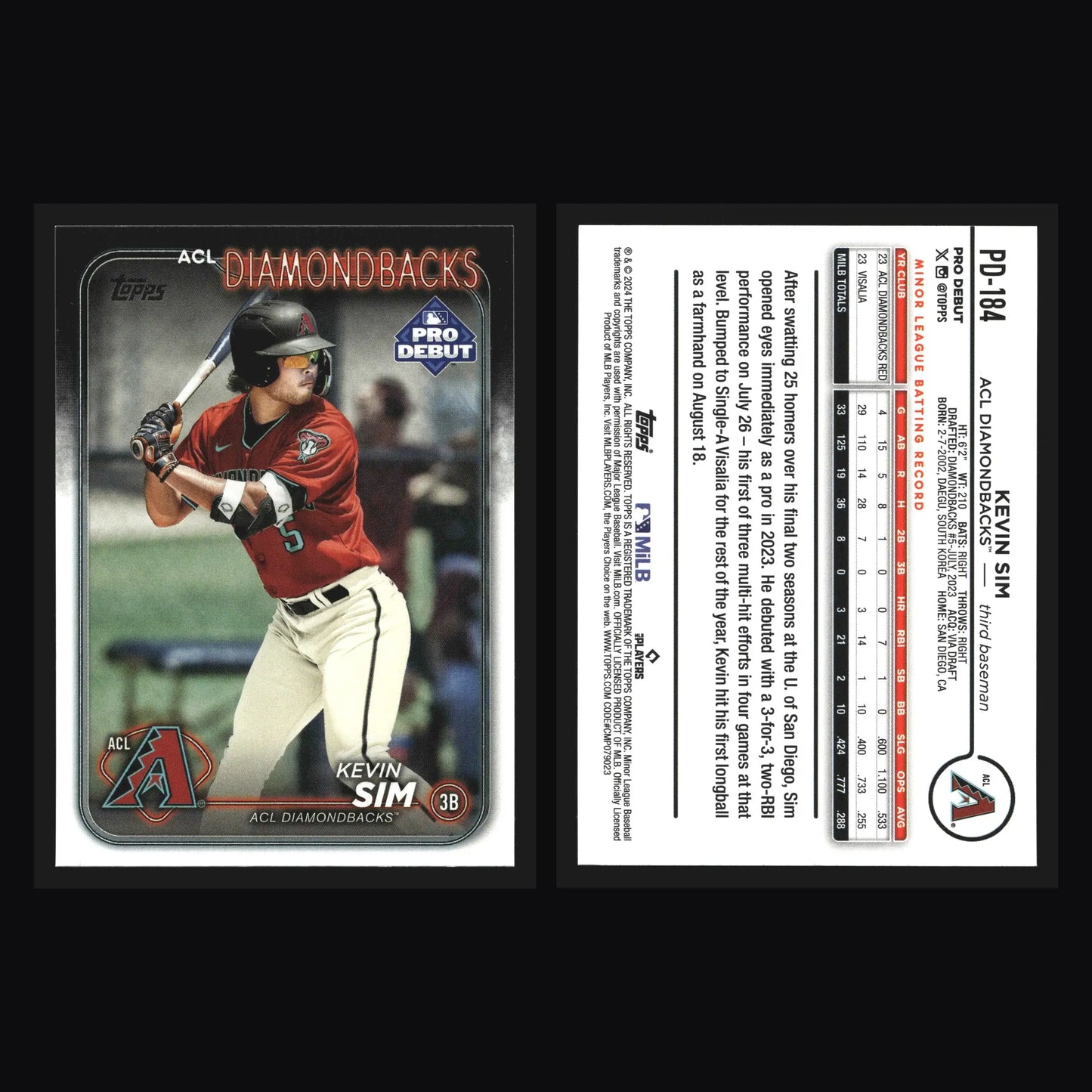 2024 Topps Pro Debut #PD-184 Kevin Sim ACL Diamondbacks - Baseball Card Single