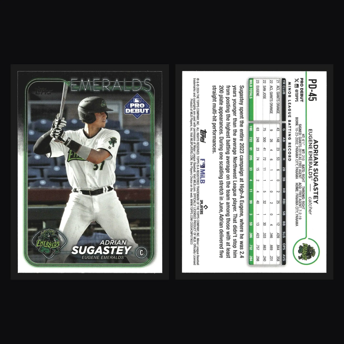 2024 Topps Pro Debut #PD-45 Adrian Sugastey Eugene Emeralds Giants - Baseball Card Single