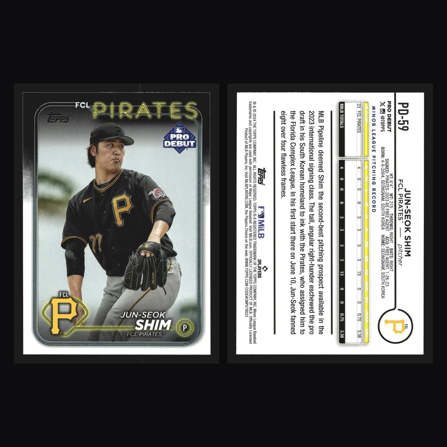 2024 Topps Pro Debut #PD-59 Jun-Seok Shim FCL Pirates - Baseball Card Single