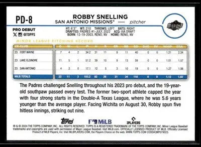 2024 Topps Pro Debut Robby Snelling #PD-8 San Antonio Missions