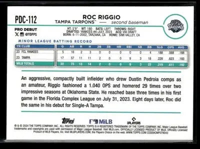 2024 Topps Pro Debut Roc Riggio #PD-112 Chrome Refractor Tampa Tarpons