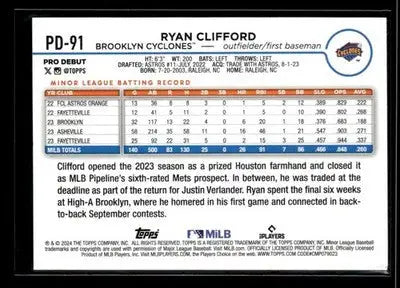 2024 Topps Pro Debut Ryan Clifford #PD-91 Brooklyn Cyclones