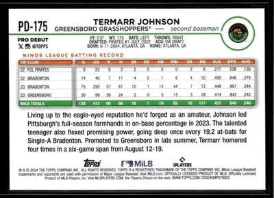 2024 Topps Pro Debut Termarr Johnson #PD-175 Greensboro Grasshoppers