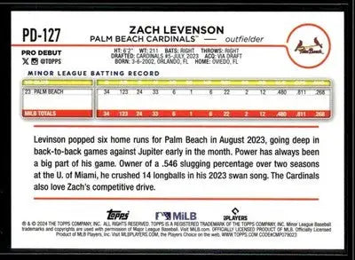 2024 Topps Pro Debut Zach Levenson #PD-127 Palm Beach Cardinals