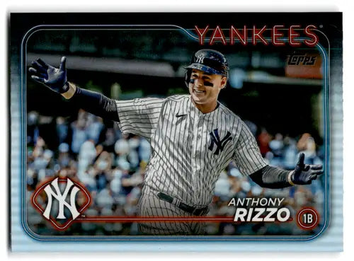 Anthony Rizzo baseball card from 2024 Topps Rainbow Foil series featuring Yankees design