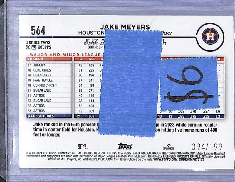 2024 Topps Red #564 Jake Meyers NM-MT 94/199 Houston Astros