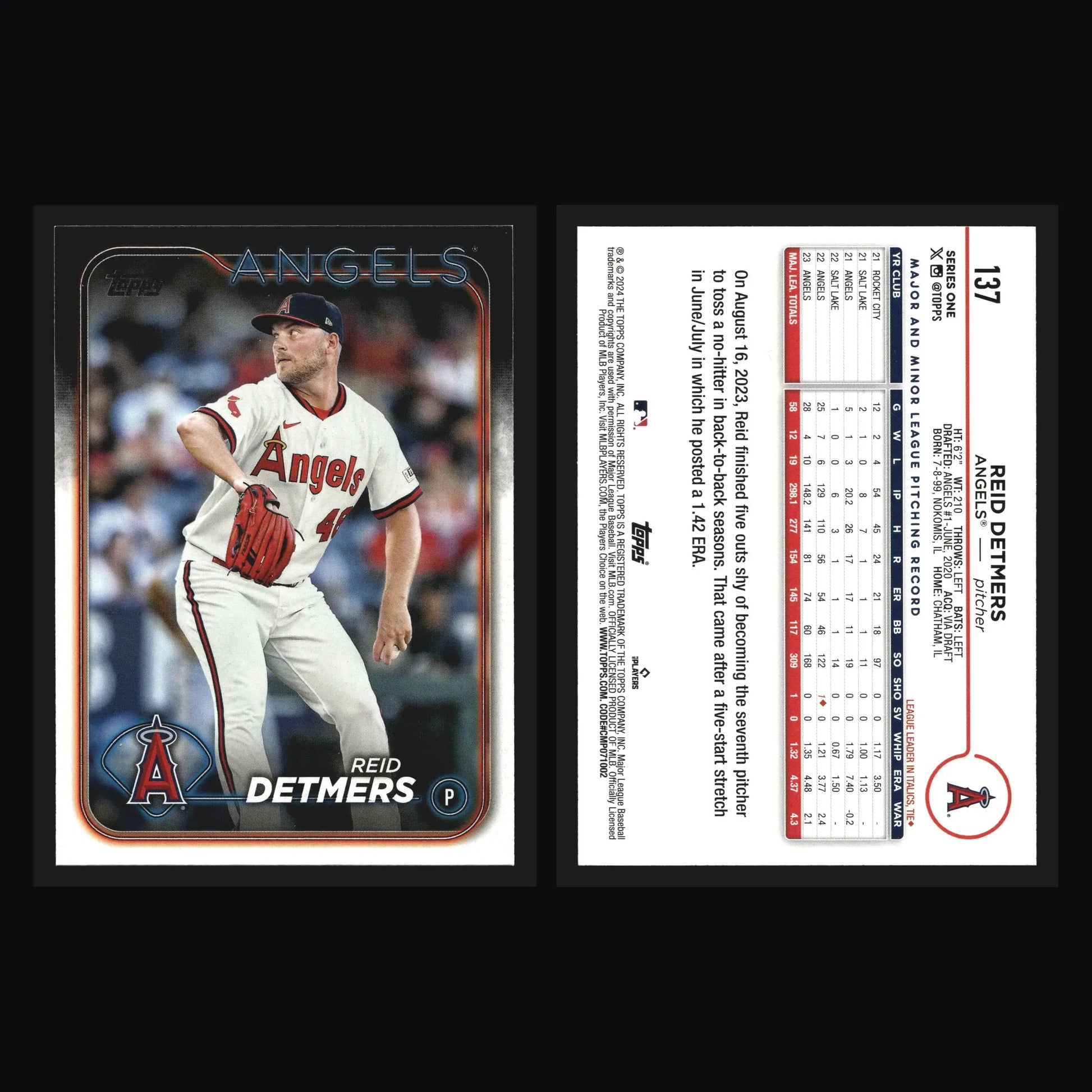 2024 Topps Reid Detmers #137 Los Angeles Angels - Baseball Card Single