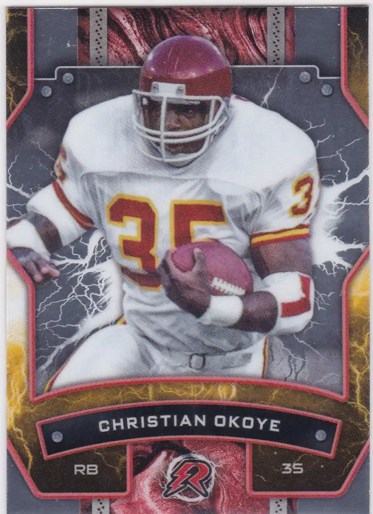 Christian Okoye Kansas football card from 2024 Topps Resurgence series featuring Kansas City Chiefs