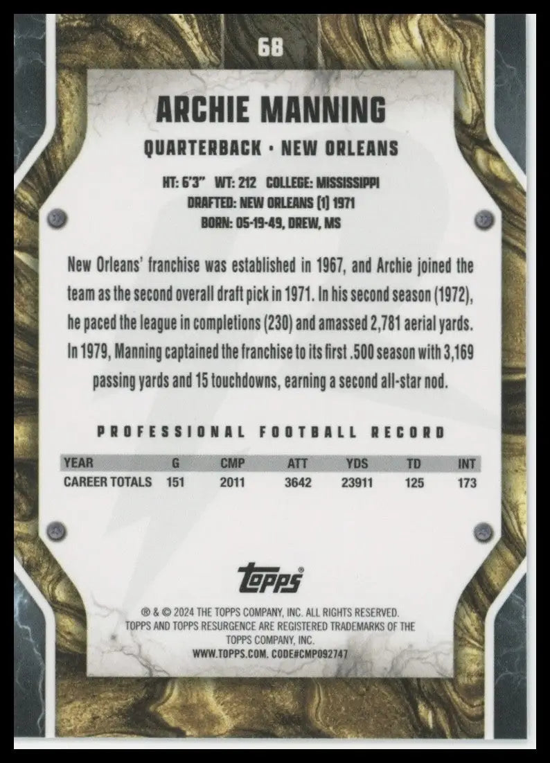 2024 Topps Resurgence - Archie Manning #68 - Football Card Single