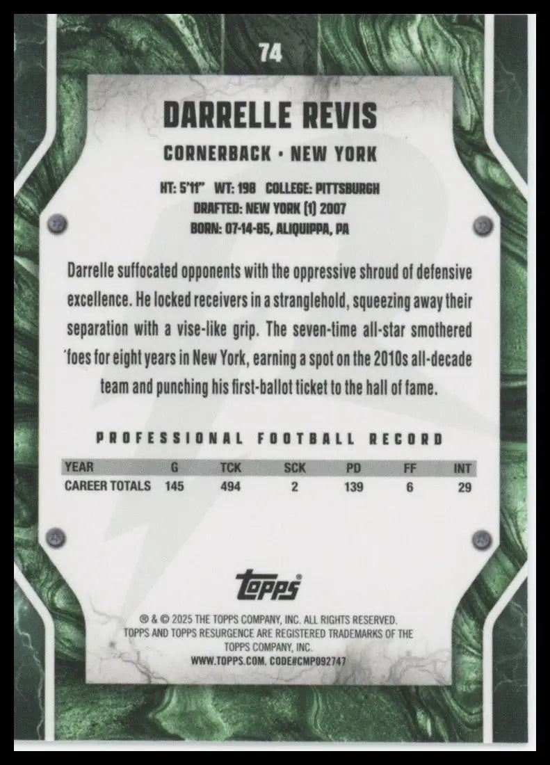 2024 Topps Resurgence - Darrelle Revis #74 - Football Card Single
