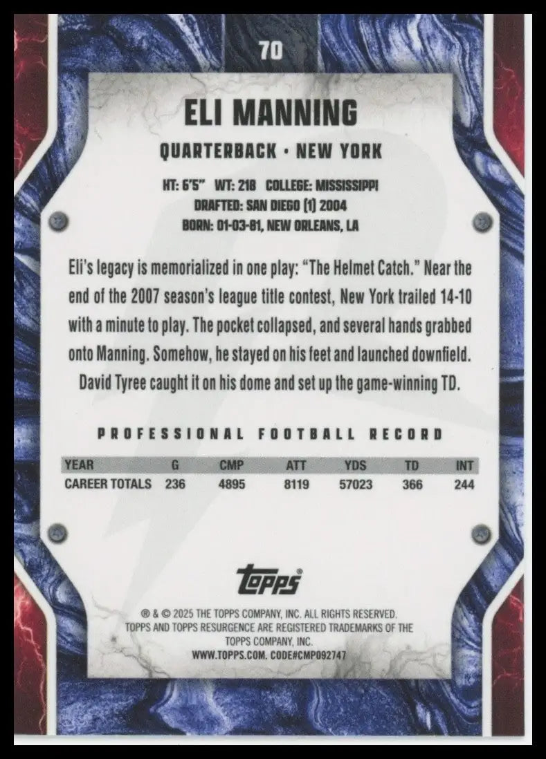 2024 Topps Resurgence - Eli Manning #70 - Football Card Single