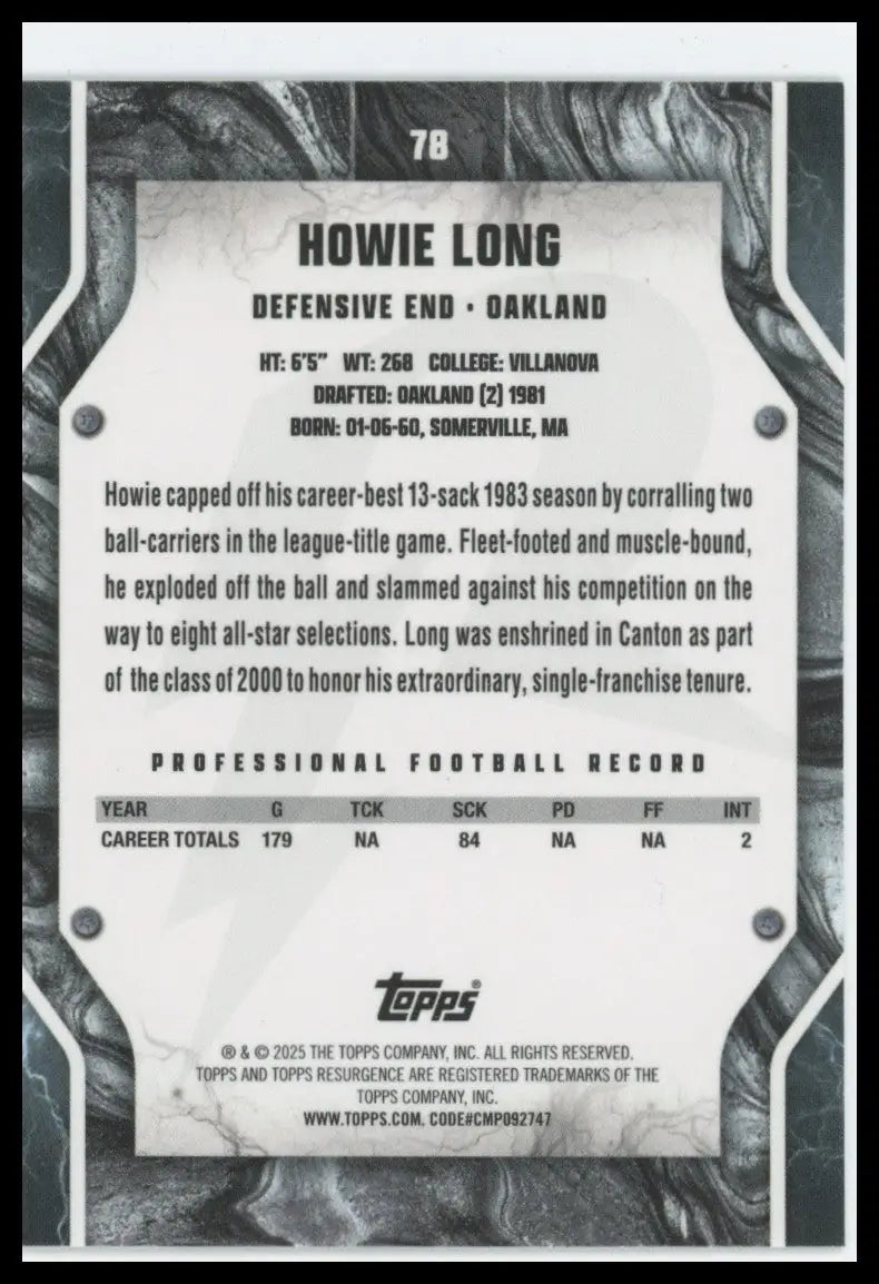 2024 Topps Resurgence - Howie Long #78 - Football Card Single