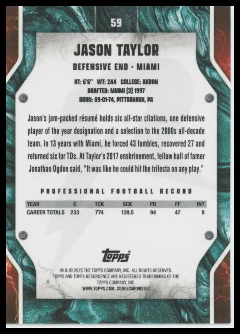 2024 Topps Resurgence - Jason Taylor #59 - Football Card Single