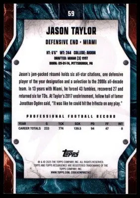 2024 Topps Resurgence Jason Taylor 59 Miami Dolphins