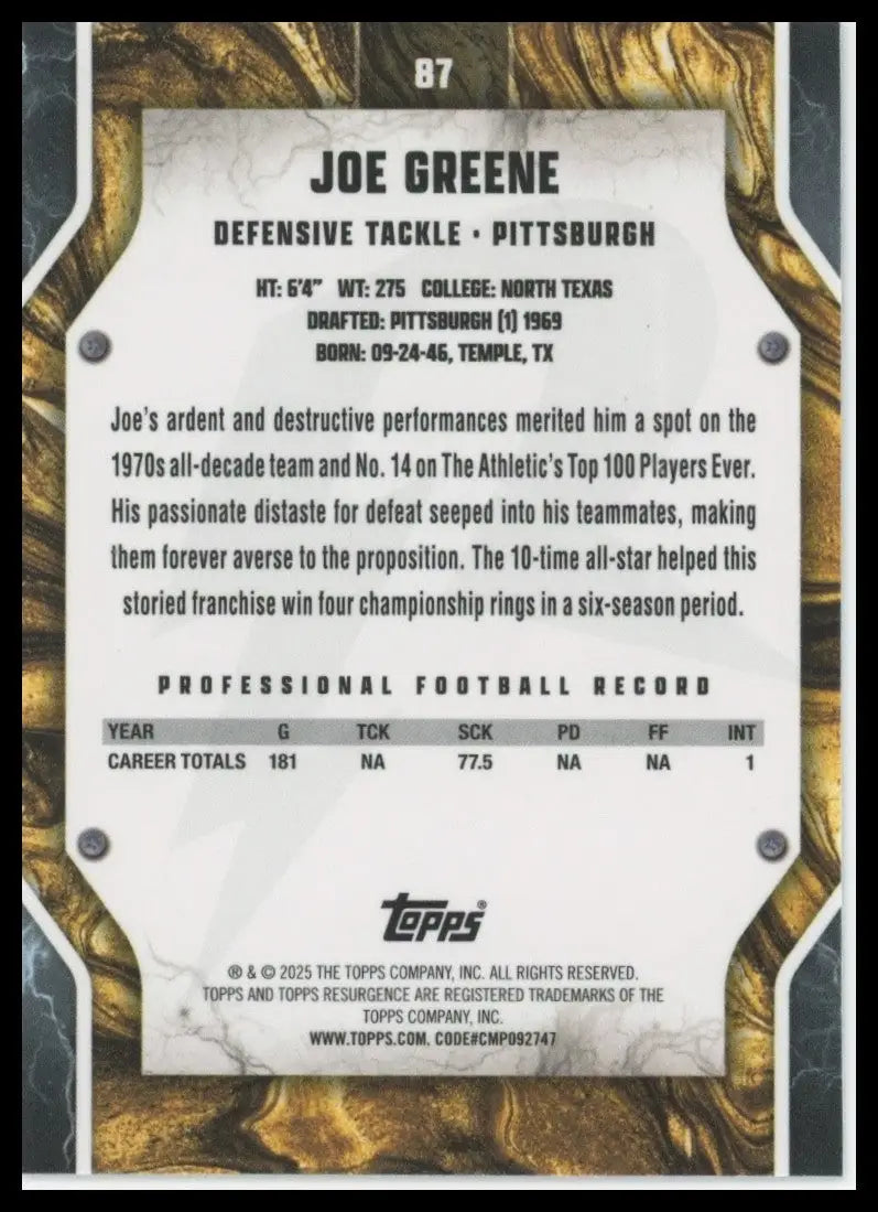 2024 Topps Resurgence - Joe Greene #87 - Football Card Single
