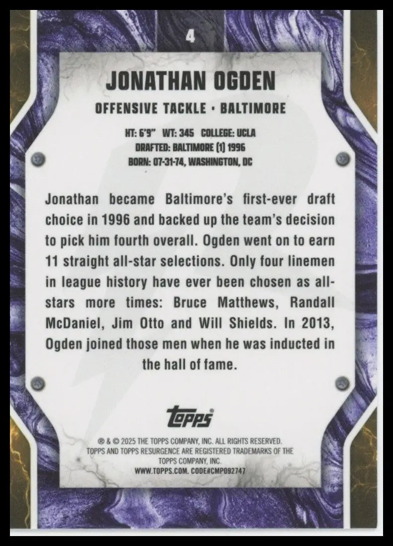 2024 Topps Resurgence - Jonathan Ogden #4 - Football Card Single