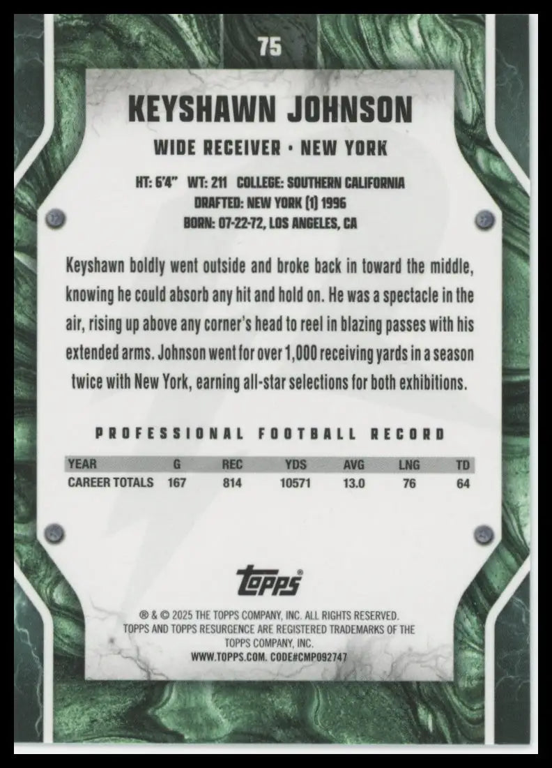 2024 Topps Resurgence Keyshawn Johnson 75 New York Jets - Football Card Single