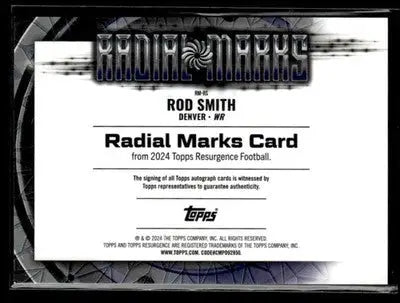 2024 Topps Resurgence #RM-RS Rod Smith Radial Marks Autographs - Football Card Single