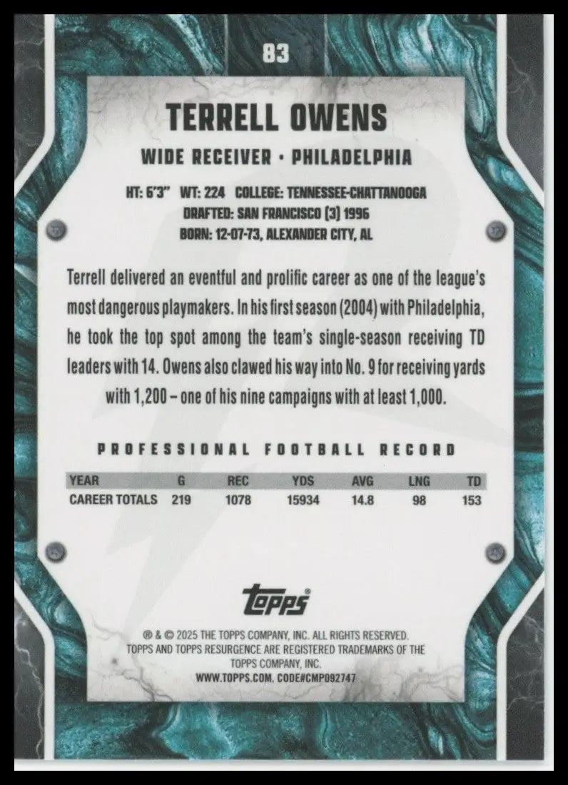 2024 Topps Resurgence - Terrell Owens #83 - Football Card Single