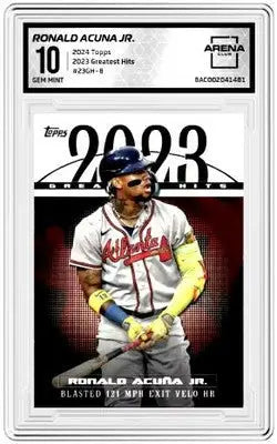 Graded baseball trading card of Ronald Acuña Jr. from 2024 Topps Ronald Acuña series