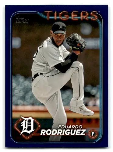 Original gloss 2024 Topps Royal Blue Eduardo Rodriguez Tigers baseball card NM-MT