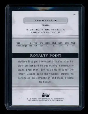 2024 Topps Royalty Ben Wallace #99 06/99 Basketball - Basketball Card Single