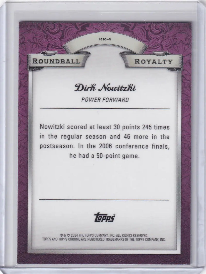 2024 TOPPS #RR-4 DIRK NOWITZKI BLUE BASKETBALL- DALLAS MAVERICKS - Basketball Card Single