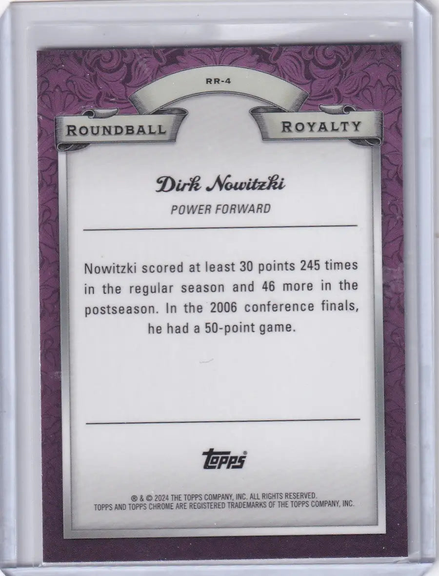 2024 TOPPS #RR-4 DIRK NOWITZKI REFRACTOR- DALLAS MAVERICKS - Basketball Card Single