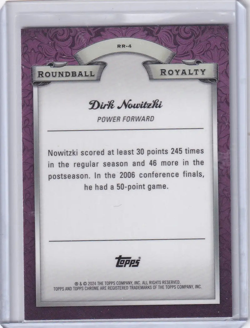 2024 TOPPS #RR-4 DIRK NOWITZKI REFRACTOR- DALLAS MAVERICKS - Basketball Card Single