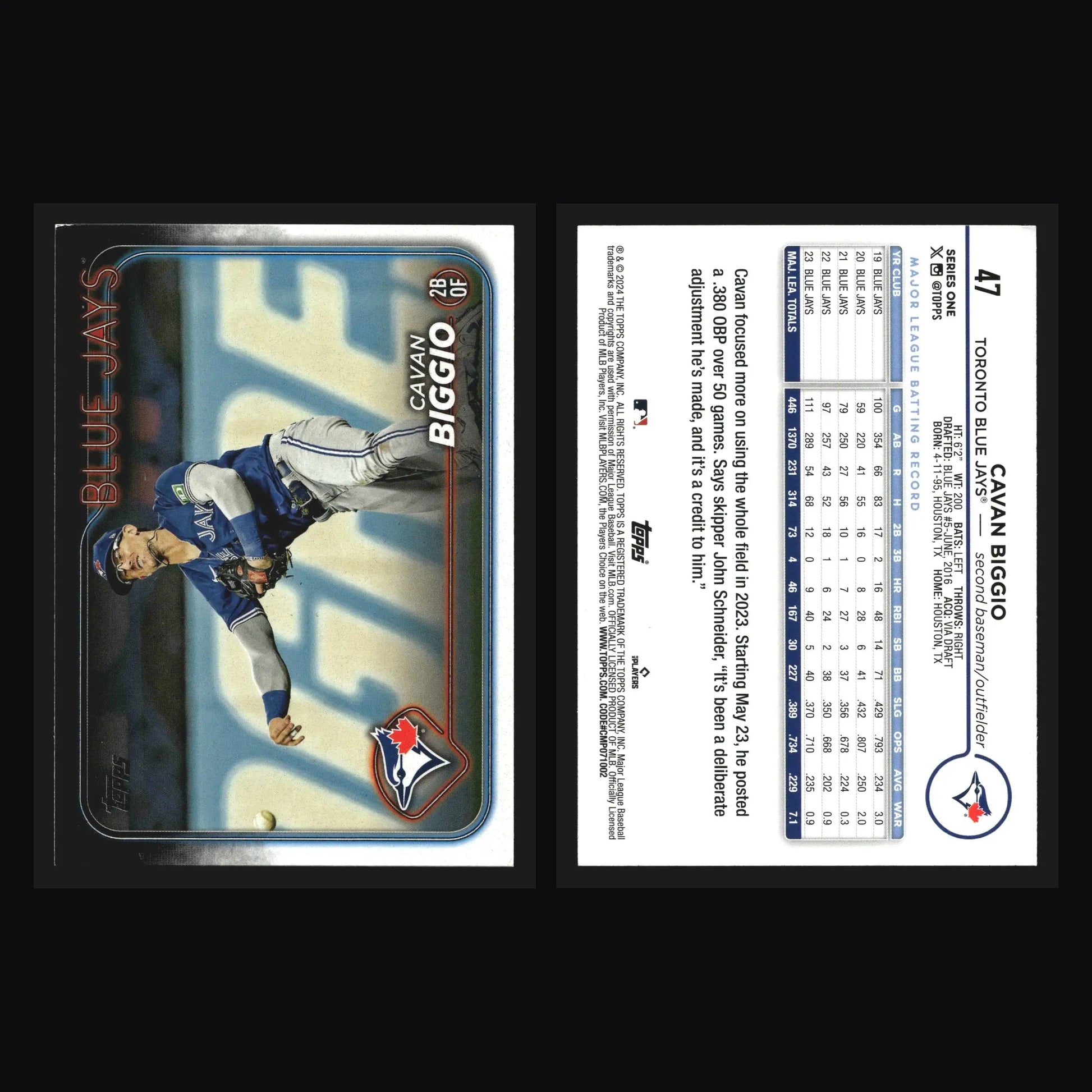 2024 Topps Series 1 #47 Cavan Biggio Toronto Blue Jays