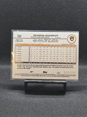 2024 Topps Series 1 - Brandon Woodruff #103 Blue Holofoil /999 - Baseball Card Single