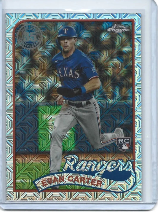 2024 Topps Series 1 EVAN CARTER Silver Pack Mojo Refractor RC Rangers d46 - Baseball Card Single