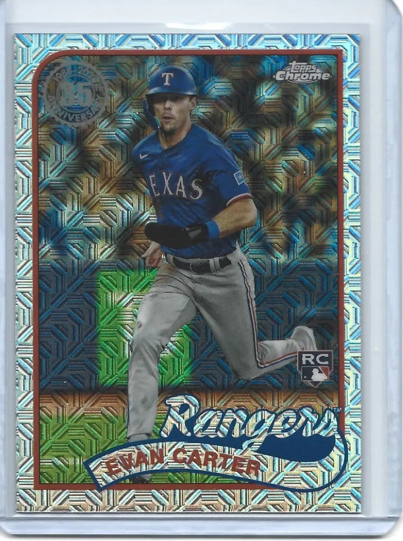 2024 Topps Series 1 EVAN CARTER Silver Pack Mojo Refractor RC Rangers d46 - Baseball Card Single