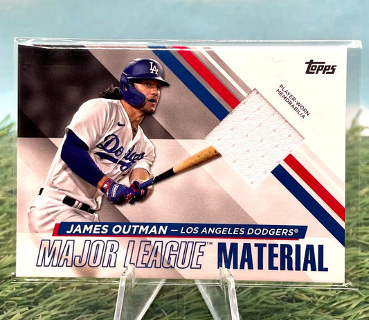 James Outman baseball card from 2024 Topps Major League Materials, Los Angeles Dodgers