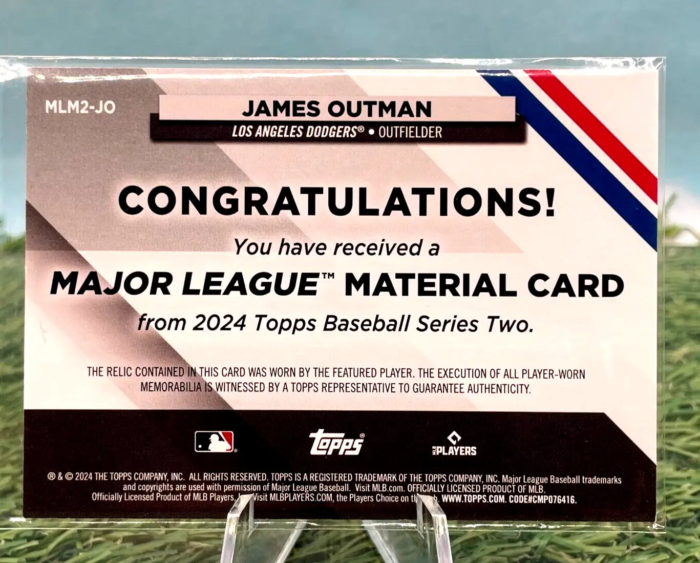 James Outman baseball card from 2024 Topps Major League Materials series for Los Angeles Dodgers